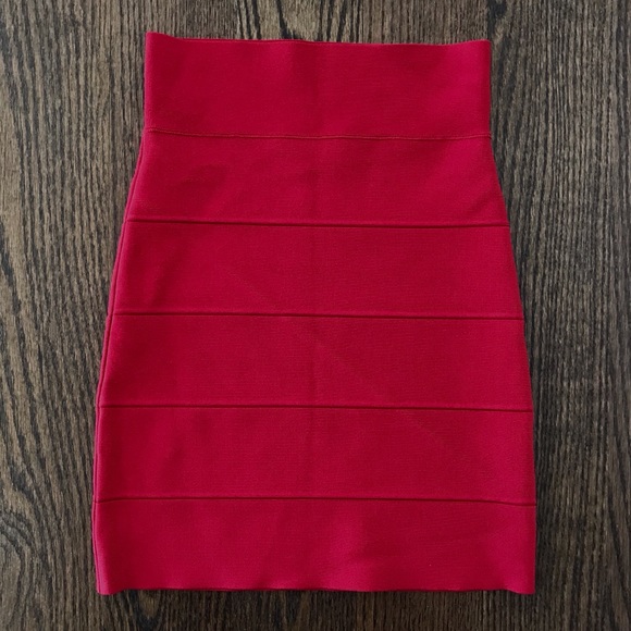 BCBGMAXAZRIA Red Simone Bandage Skirt - Picture 2 of 7